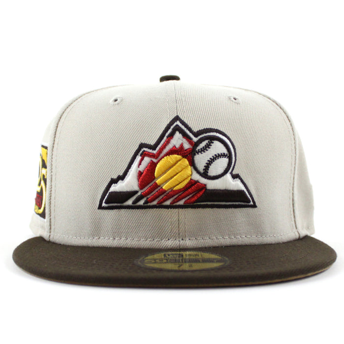 Colorado Rockies 25th Anniversary New Era 59Fifty Fitted Hat (GITD Stone Gray Walnut Khaki Under Brim)