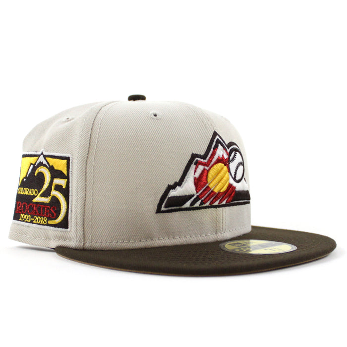 Colorado Rockies 25th Anniversary New Era 59Fifty Fitted Hat (GITD Stone Gray Walnut Khaki Under Brim)