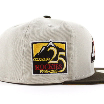 Colorado Rockies 25th Anniversary New Era 59Fifty Fitted Hat (GITD Stone Gray Walnut Khaki Under Brim)