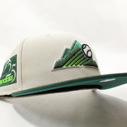 Colorado Rockies 25th Anniversary New Era 59Fifty Fitted Hat (GITD Stone Pine Green Teal Under Brim)