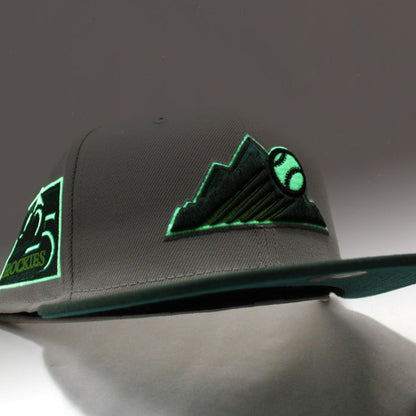 Colorado Rockies 25th Anniversary New Era 59Fifty Fitted Hat (GITD Stone Pine Green Teal Under Brim)