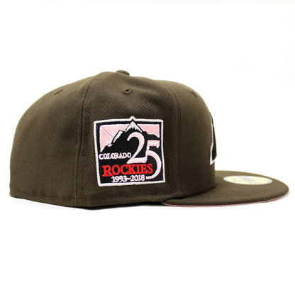 Colorado Rockies 25th Anniversary New Era 59Fifty Fitted Hat (GITD Walnut Pink Under Brim)