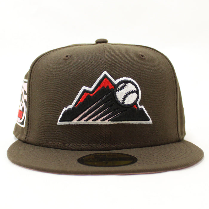 Colorado Rockies 25th Anniversary New Era 59Fifty Fitted Hat (GITD Walnut Pink Under Brim)