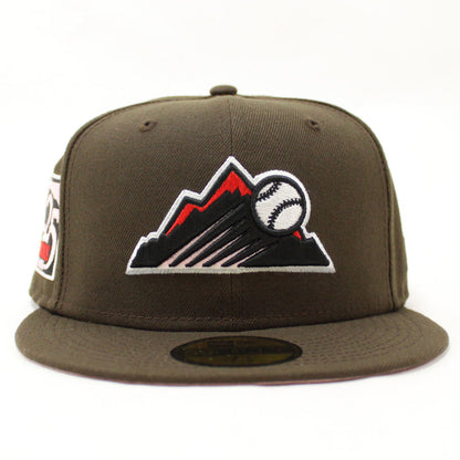 Colorado Rockies 25th Anniversary New Era 59Fifty Fitted Hat (GITD Walnut Pink Under Brim)