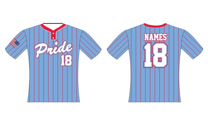 Columbia Blue / Red Pinstripes Softball Jersey