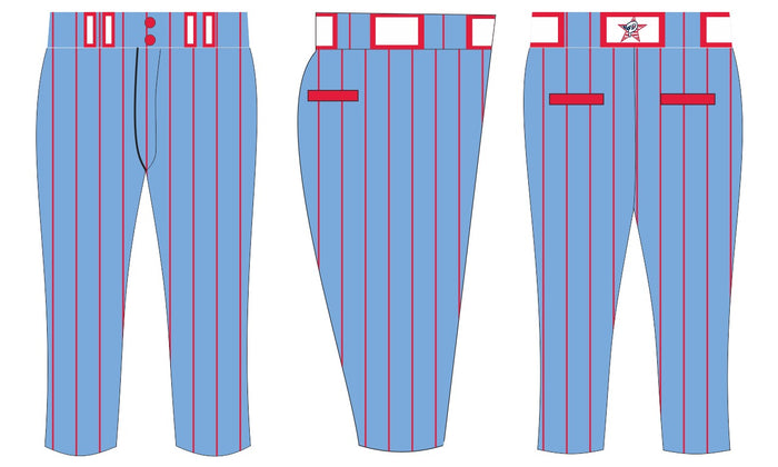 Columbia Blue / Red Pinstripes Softball Pants