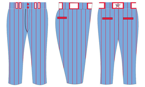 Columbia Blue / Red Pinstripes Softball Pants
