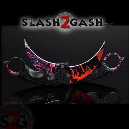 CSGO Blood Karambit Full TANG Tactical Claw Neck Knife w/ Sheath ELITE ver