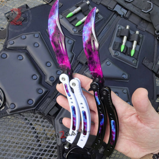 CSGO Galaxy Butterfly Knife SHARP 440C Counter Strike Tactical CS:GO Balisong