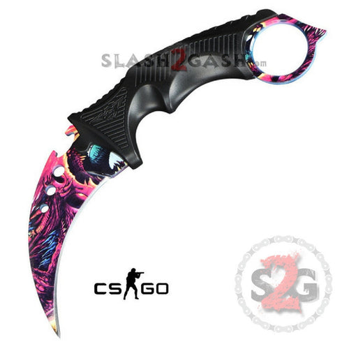 CSGO Hyper Beast ELITE Karambit FULL TANG Tactical Claw Neck Knife