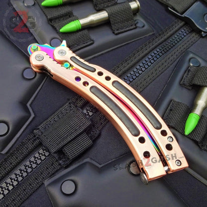 CSGO Rainbow Butterfly Knife TRAINER Bronze Dull PRACTICE CS:GO Counter Strike Balisong Holes
