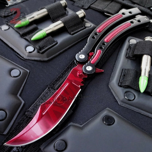 CSGO Slaughter Butterfly Knife SHARP 440C Counter Strike Tactical Balisong