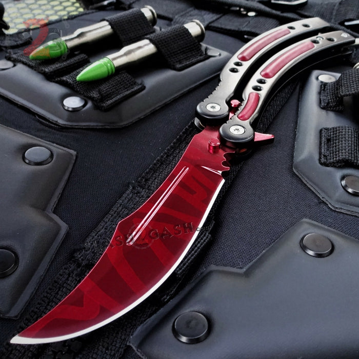 CSGO Slaughter Butterfly Knife SHARP 440C Counter Strike Tactical Balisong