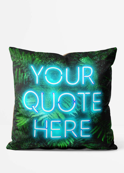 Custom Blue Neon Leaves Cushion, front view