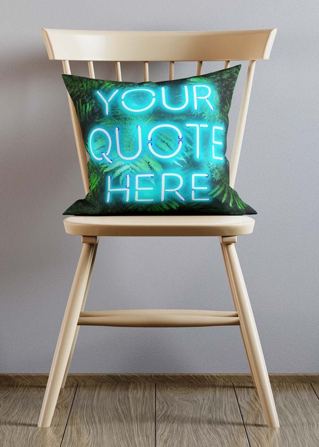 Custom Blue Neon Leaves Cushion