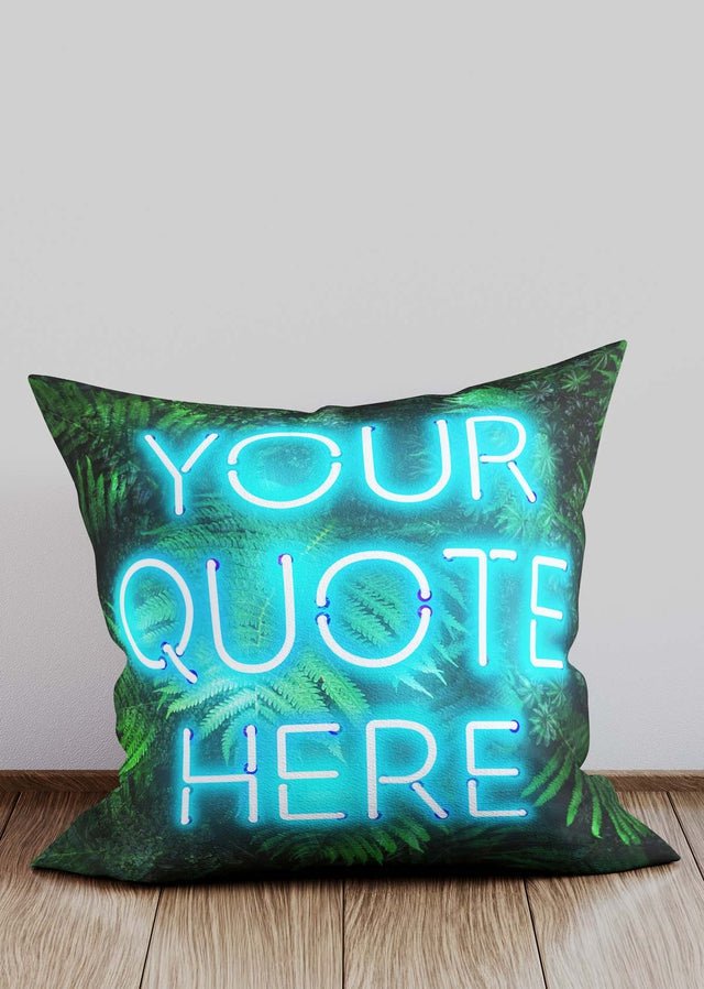 Custom Blue Neon Leaves Cushion