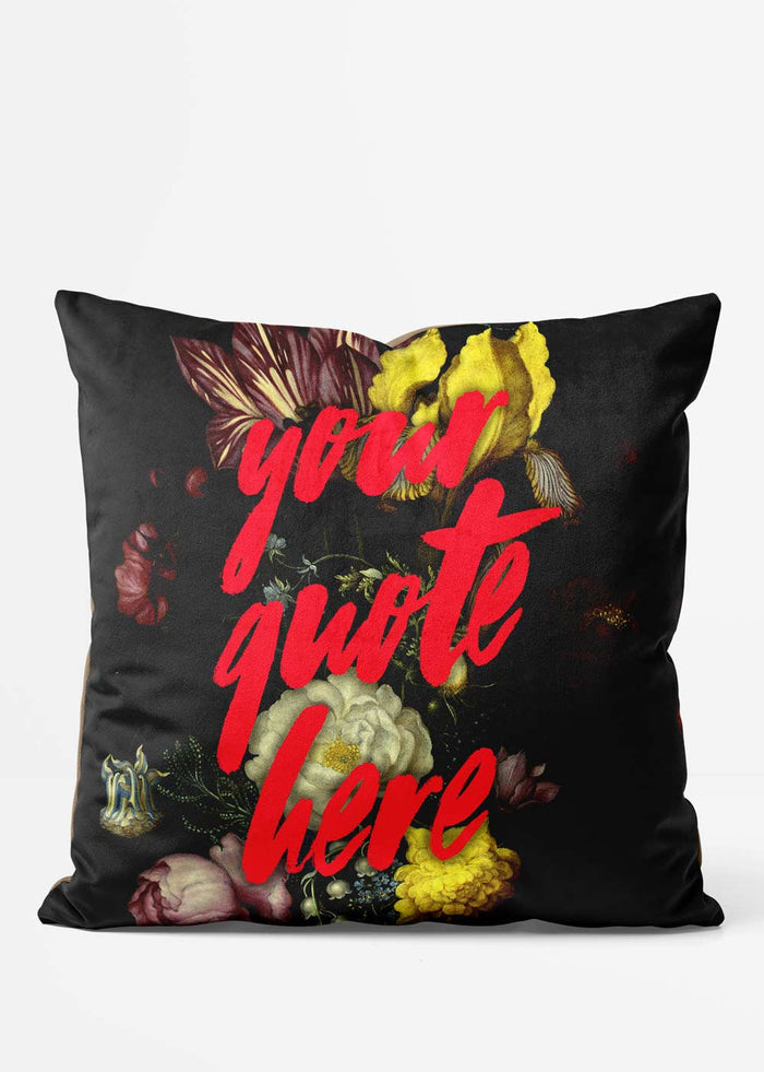 Custom Brush Paint Floral Cushion, front view
