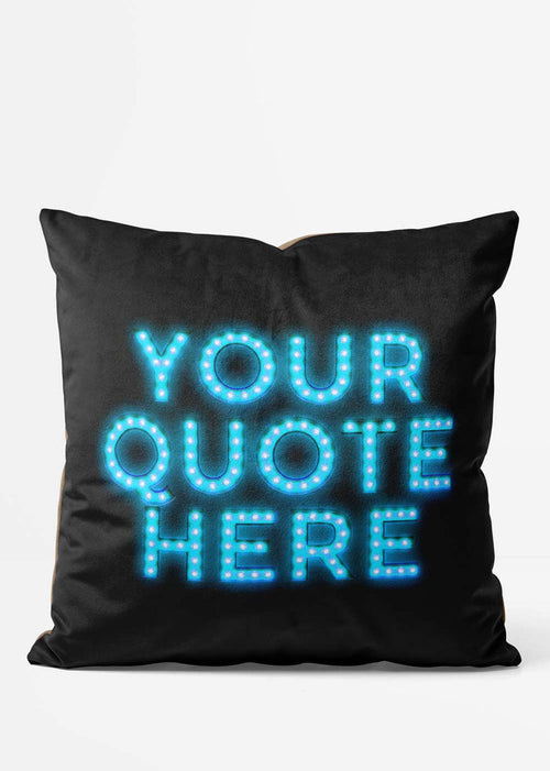 Custom Circus Style Blue Bulb Letters Cushion, front view