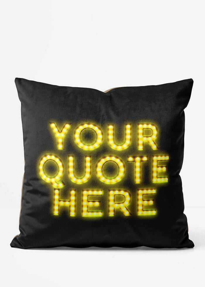 Custom Circus Style Yellow Bulb Letters Cushion, front view