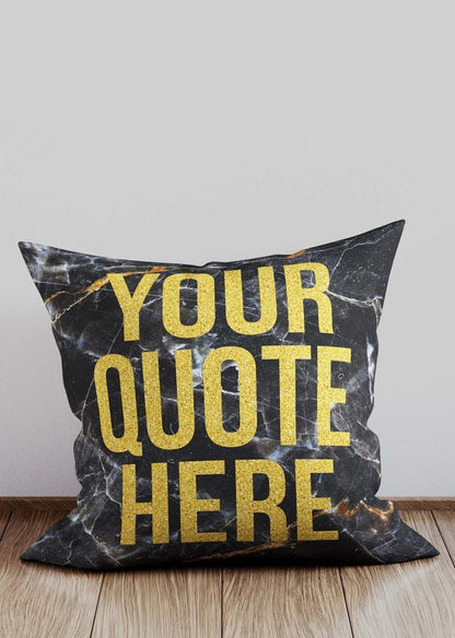 Custom Gold Glitter Style Lettering Marble Cushion