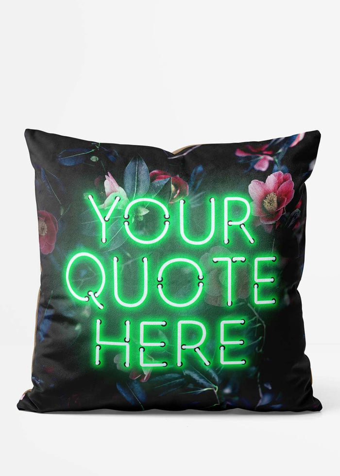 Custom Green Neon Floral Cushion, front view