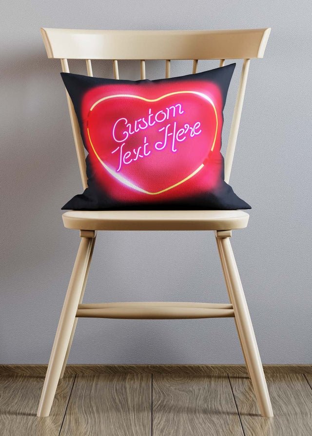 Custom Loveheart Text Neon Cushion