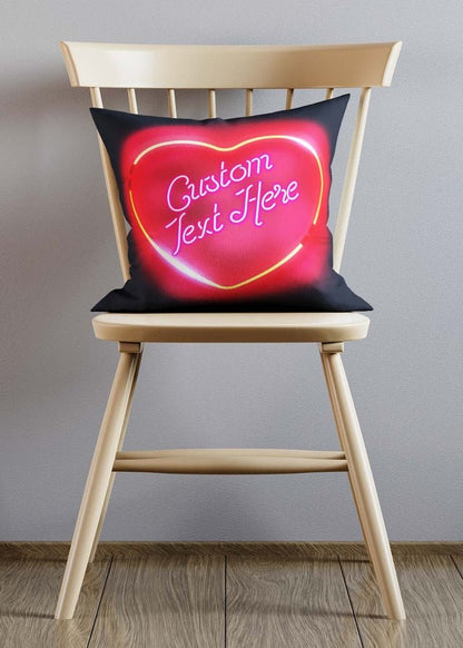Custom Loveheart Text Neon Cushion