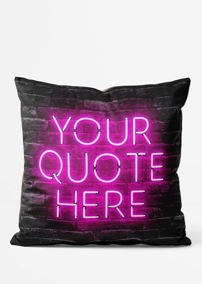 Custom Pink Neon Brick Cushion, front view in black