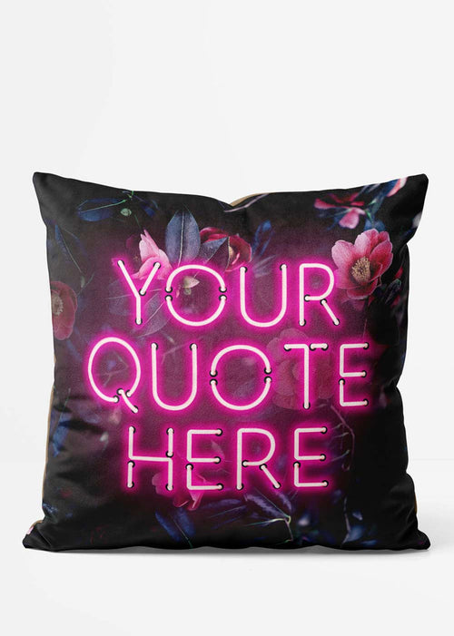 Custom Pink Neon Floral Cushion, front view