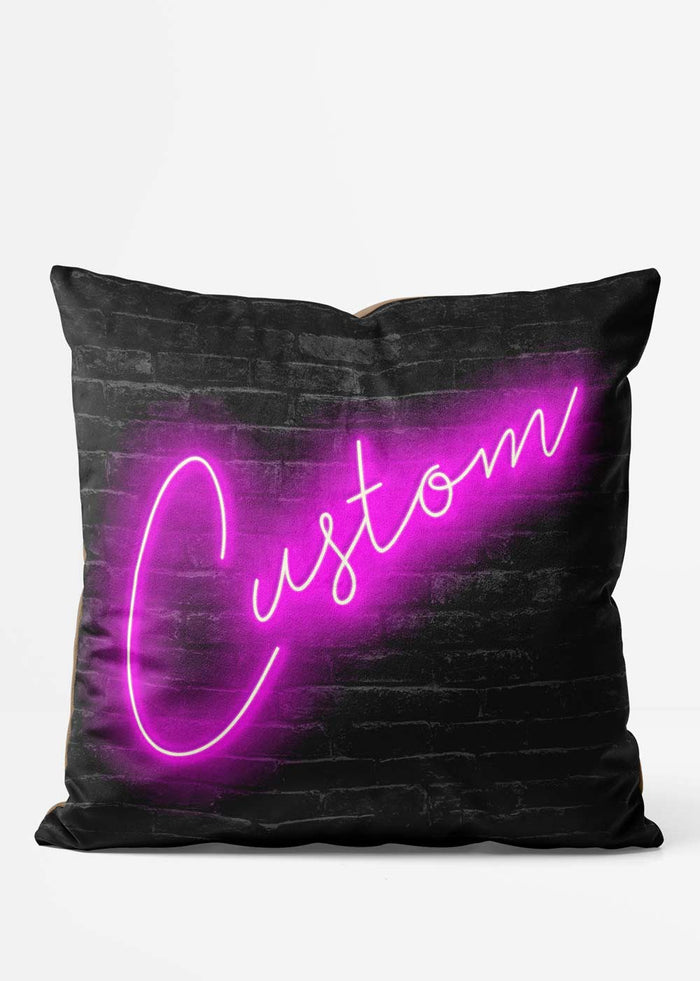 Custom Retro 80s Neon Cushion, front view in pink