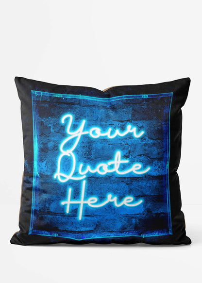 Custom Scribble Neon Blue Cushion, front view