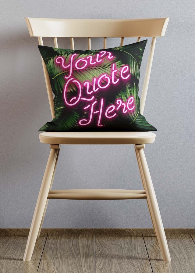 Custom Script Neon Leaves Cushion