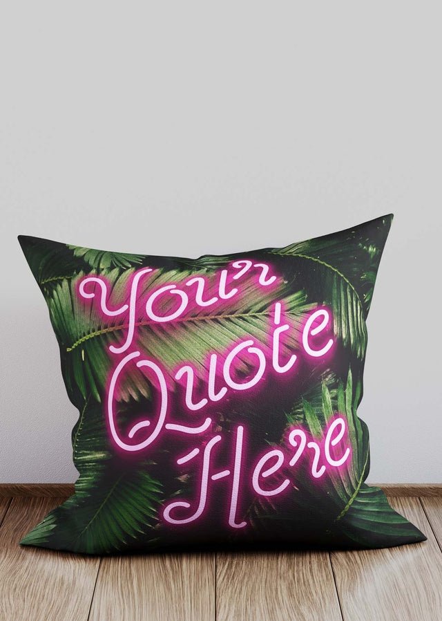 Custom Script Neon Leaves Cushion