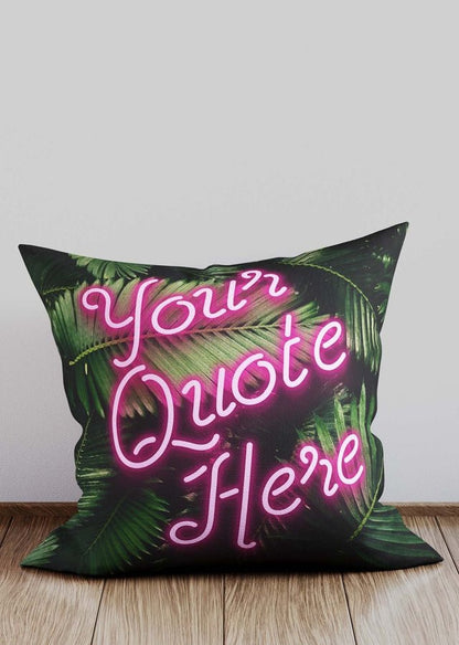 Custom Script Neon Leaves Cushion