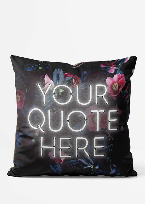 Custom White Neon Floral Cushion, front view