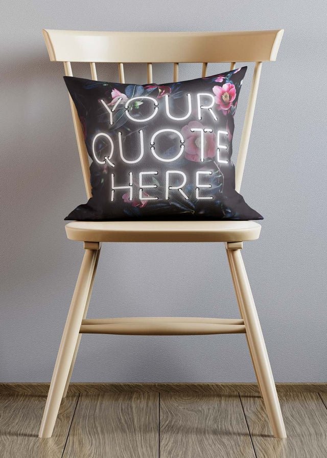 Custom White Neon Floral Cushion