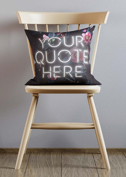 Custom White Neon Floral Cushion