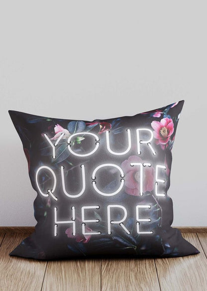 Custom White Neon Floral Cushion