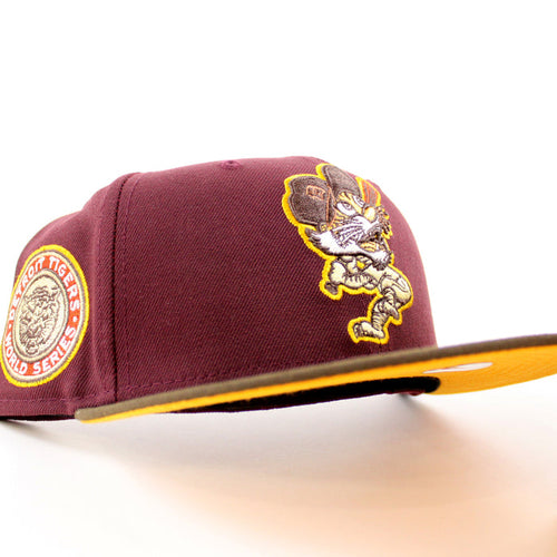 Detroit Tigers 1968 World Series New Era 59Fifty Fitted Hat (MAROON WALNUT REG GOLD Under Brim)