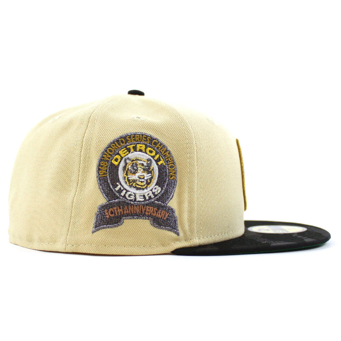 Detroit Tigers 1968 World Series New Era 59Fifty Fitted Hat (Vegas Gold Black Camo Green Under Brim)