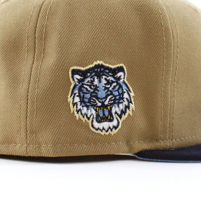 Detroit Tigers Tiger Patch New Era 59Fifty Fitted Hat (GITD Khaki Navy Sky Blue Under Brim)