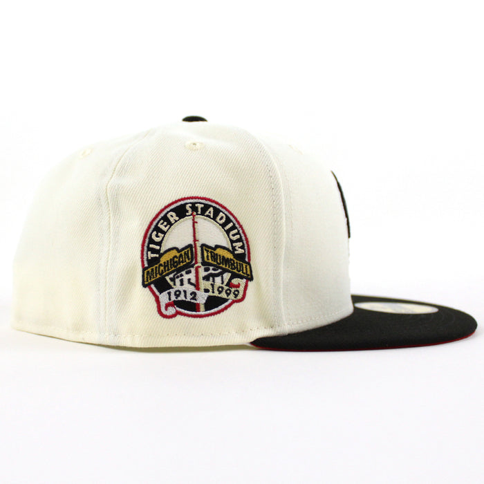 Detroit Tigers TIGER STADIUM New Era 59Fifty Fitted Hat (GITD CHROME WHITE BLACK SCARLET Under Brim)