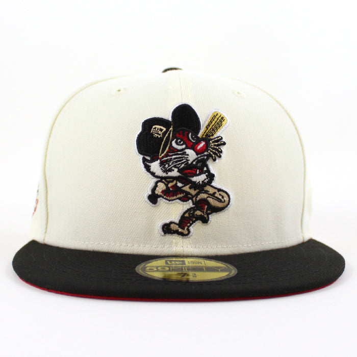 Detroit Tigers TIGER STADIUM New Era 59Fifty Fitted Hat (GITD CHROME WHITE BLACK SCARLET Under Brim)