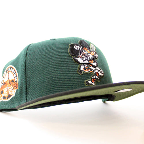 Detroit Tigers Tiger Stadium New Era 59Fifty Fitted Hat (GITD Dark Green Black Rifle Green Under Brim)