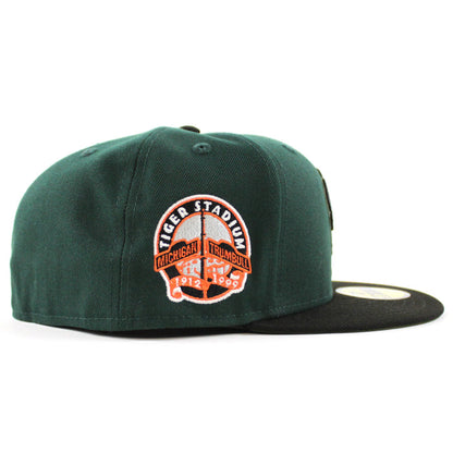 Detroit Tigers Tiger Stadium New Era 59Fifty Fitted Hat (GITD Dark Green Black Rifle Green Under Brim)