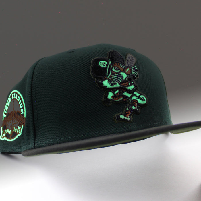 Detroit Tigers Tiger Stadium New Era 59Fifty Fitted Hat (GITD Dark Green Black Rifle Green Under Brim)
