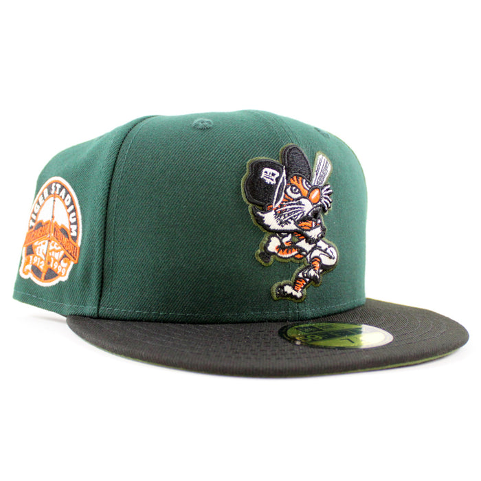 Detroit Tigers Tiger Stadium New Era 59Fifty Fitted Hat (GITD Dark Green Black Rifle Green Under Brim)