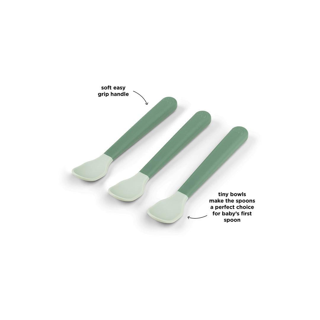 Done By Deer Foodie Easy-Grip Baby Spoon 3 Pack - Green