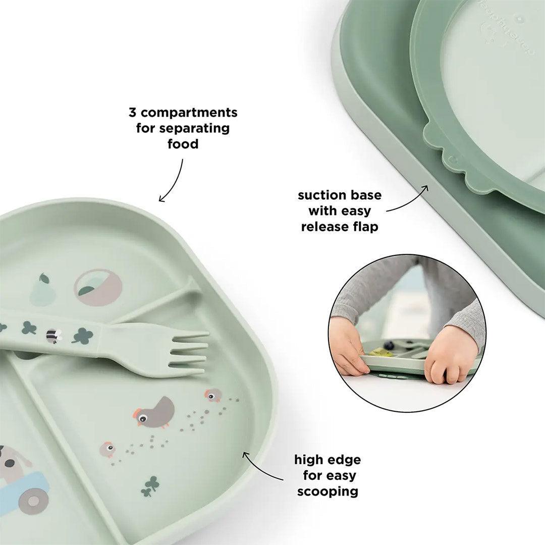 Done by Deer Foodie Dinner Set w/suction - Tiny Farm Green