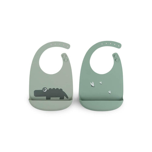 Done by Deer Silicone Bib 2-pack - Green - Croco